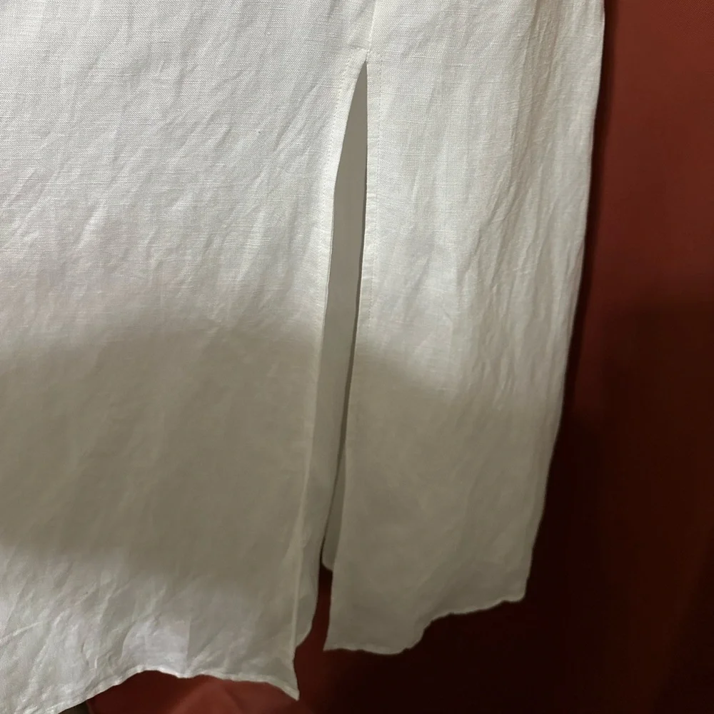 ASTR Estella Corset Midi Dress White Linen Slit Womens Size Medium - Picture 3 of 13